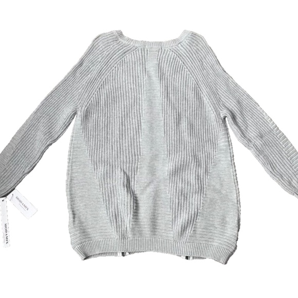 NWT Modamix Women's Gray Scoop Neck Zip Front Long Sleeve Sweater Plus Sizes - Picture 9 of 16